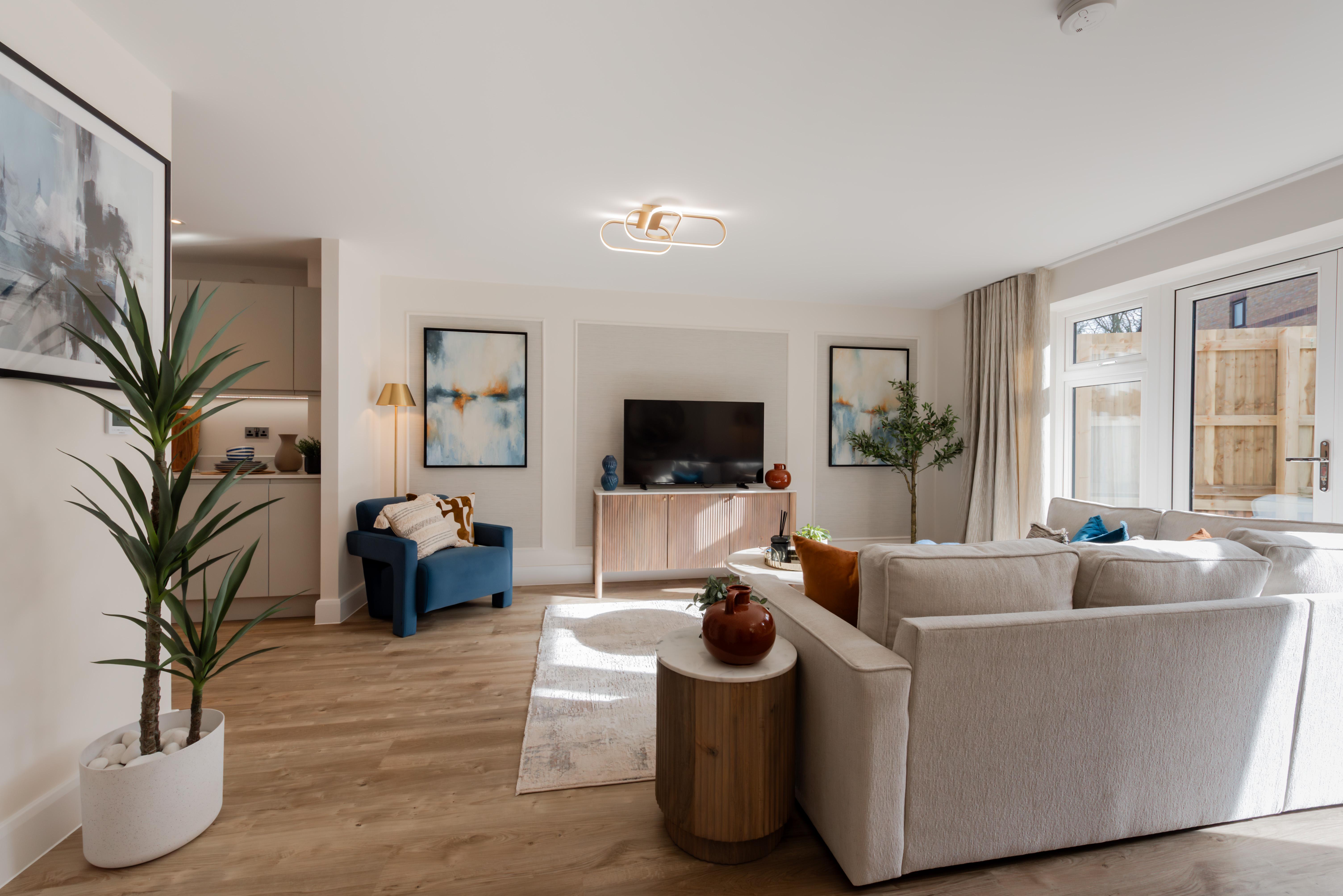 Modern living room of 3 bedroom detached house in Slough